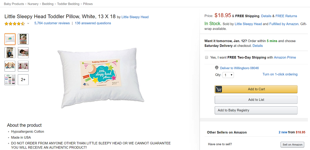 Little Sleepy Head Pillow