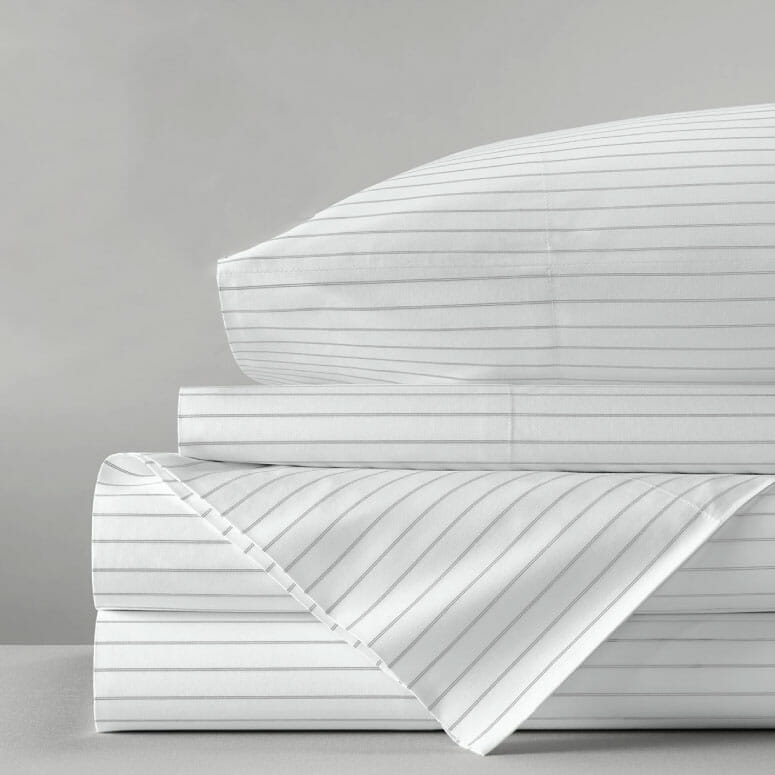 Boll & Branch Percale Simple Stripe Sheet Set