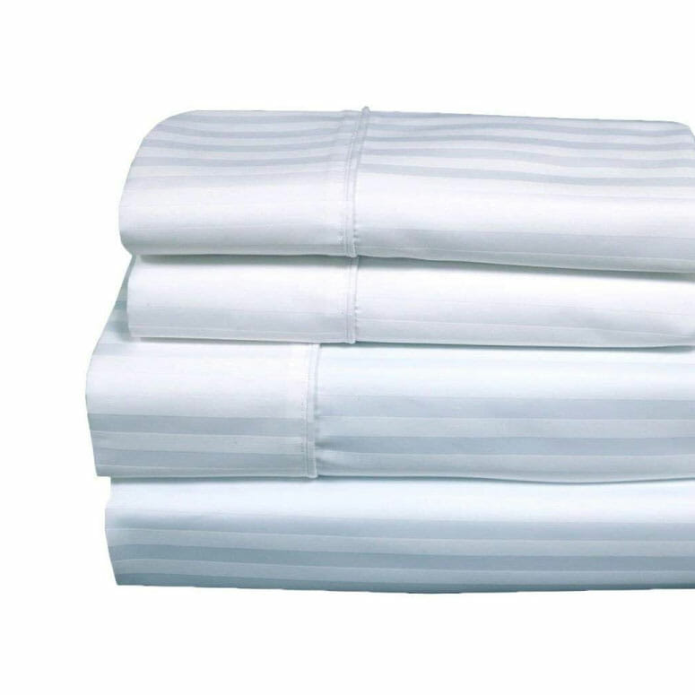 Royal's Stripe White 1000 Thread Count Bedsheet Set