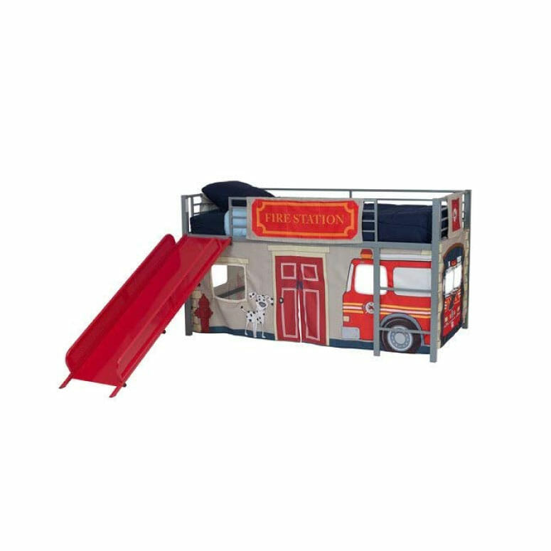 Dorel Boys’ Fire Department Twin Loft Bed with Slide