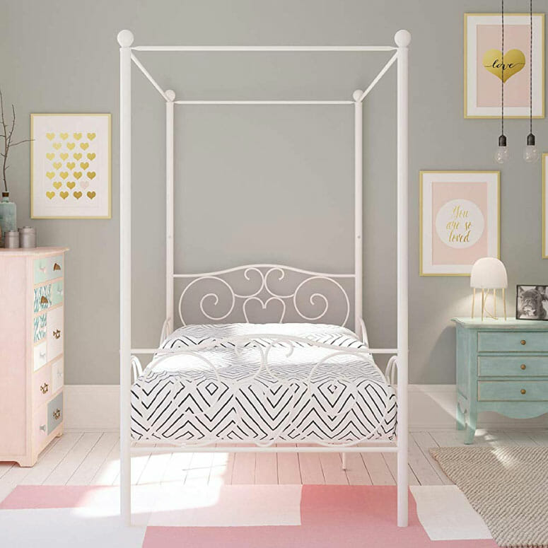 DHP Canopy Bed with Sturdy Bed Frame