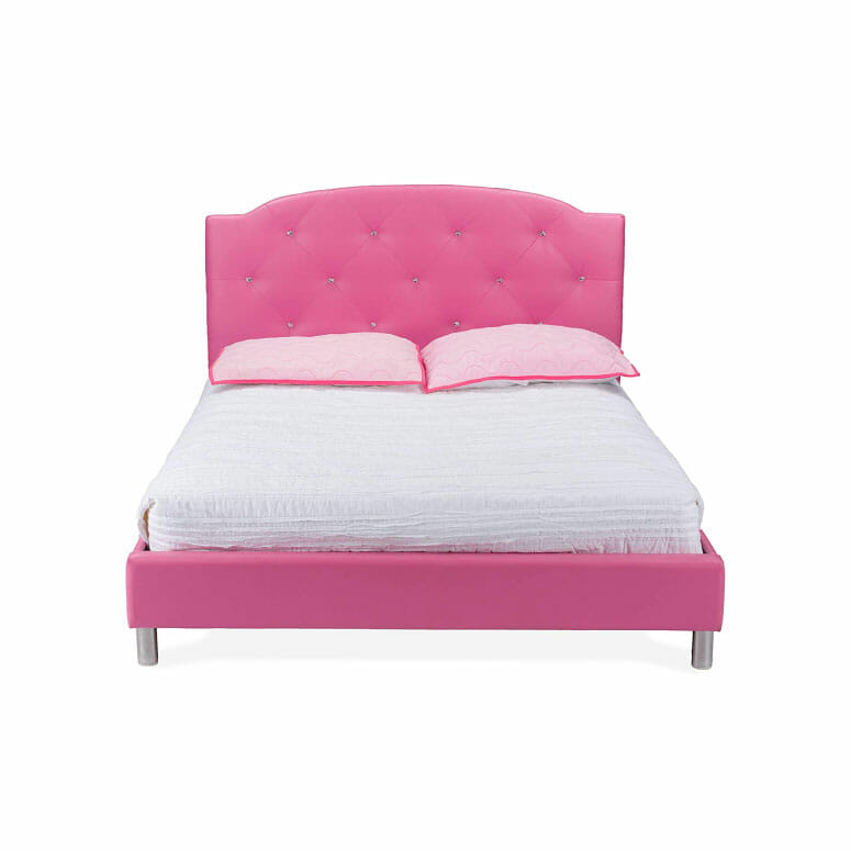 Baxton Studio Canterbury Pink Leather Contemporary Bed
