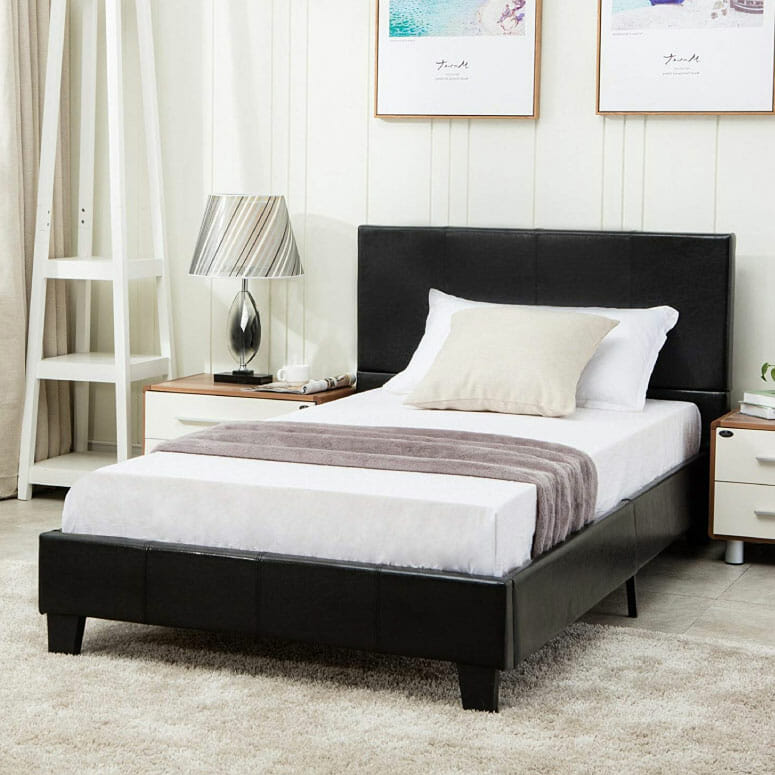 Mecor Faux Leather Bonded Platform Bed Frame