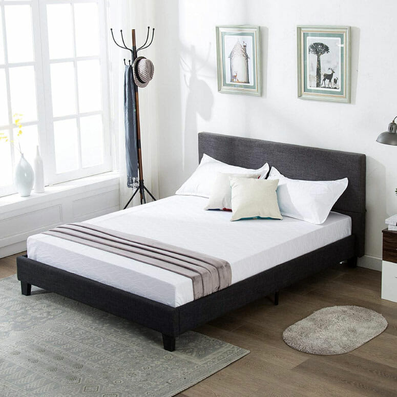 Mecor Upholstered Linen Platform Bed Frame